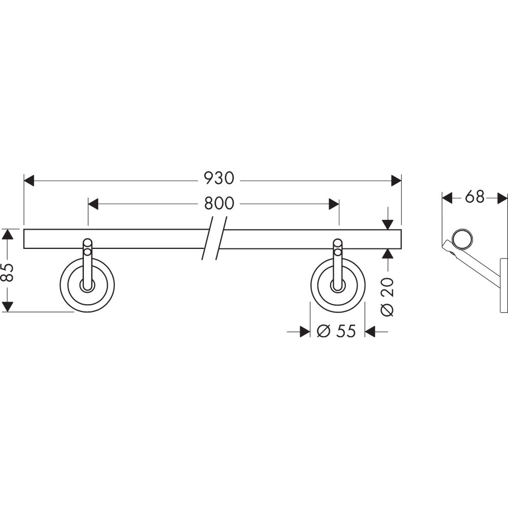 Полотенцедержатель и рейлинг Axor Starck, 800 мм, 40808250, шлифованное золото