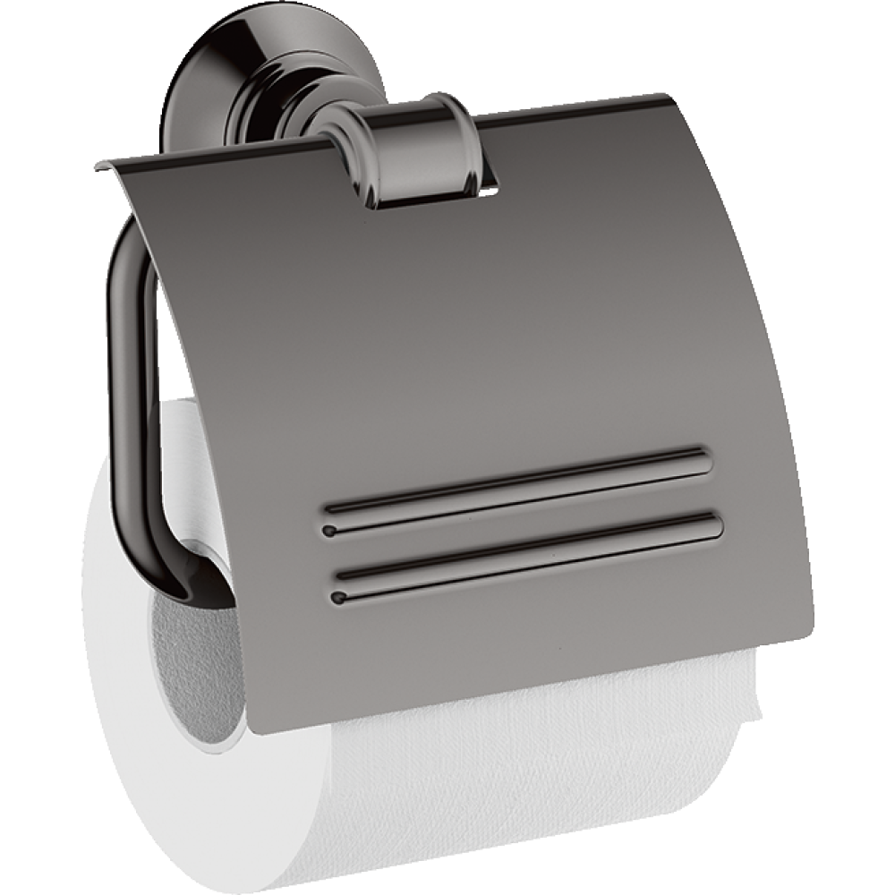 Держатель туалетной бумаги Axor Montreux, с крышкой, 42036330, полированный черный хром 