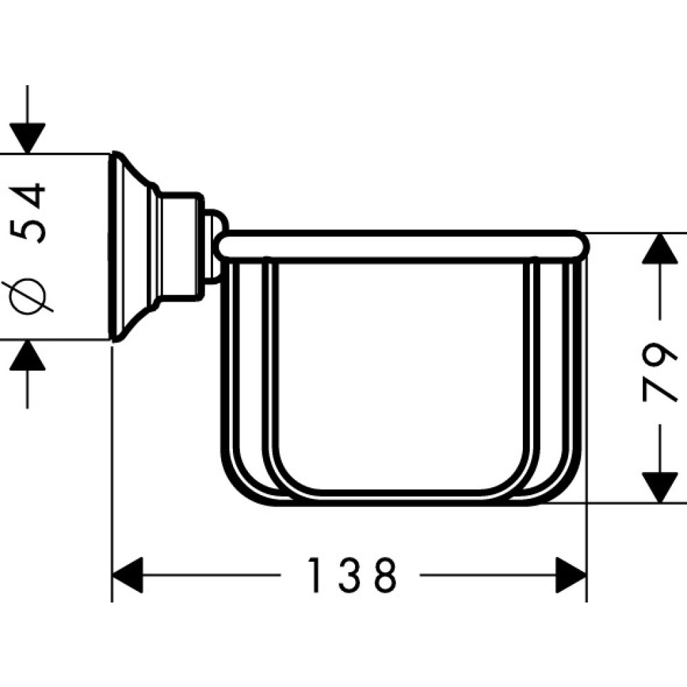 Мыльница навесная Axor Montreux, корзинка, угловая, 160/101, 42065340, шлифованный черный хром 