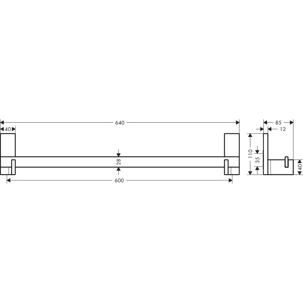 Полотенцедержатель Axor Universal Rectangular, прямоугольный, 600 мм, 42661950, шлифованная медь