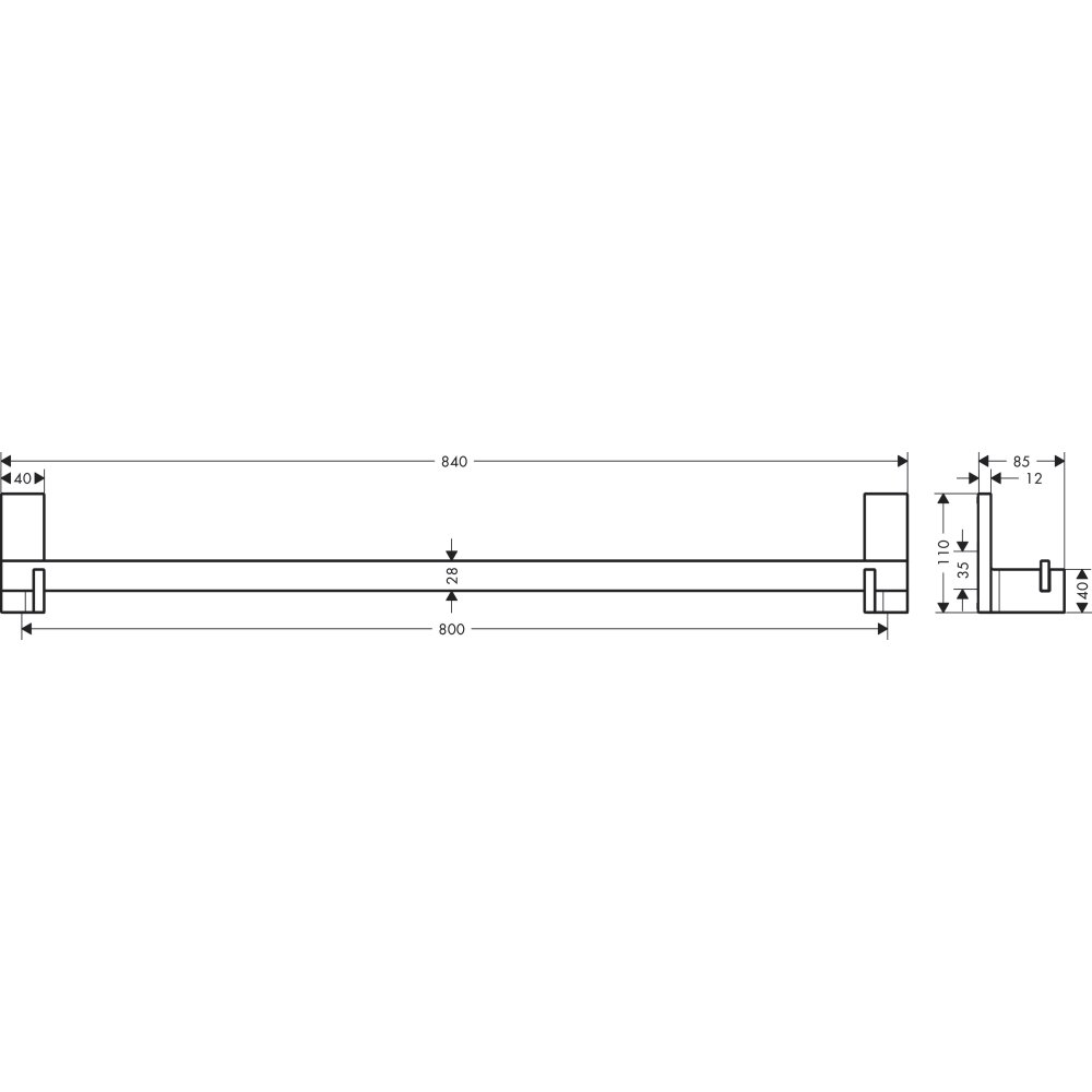Полотенцедержатель Axor Universal Rectangular, прямоугольный, 800 мм, 42683000, хром
