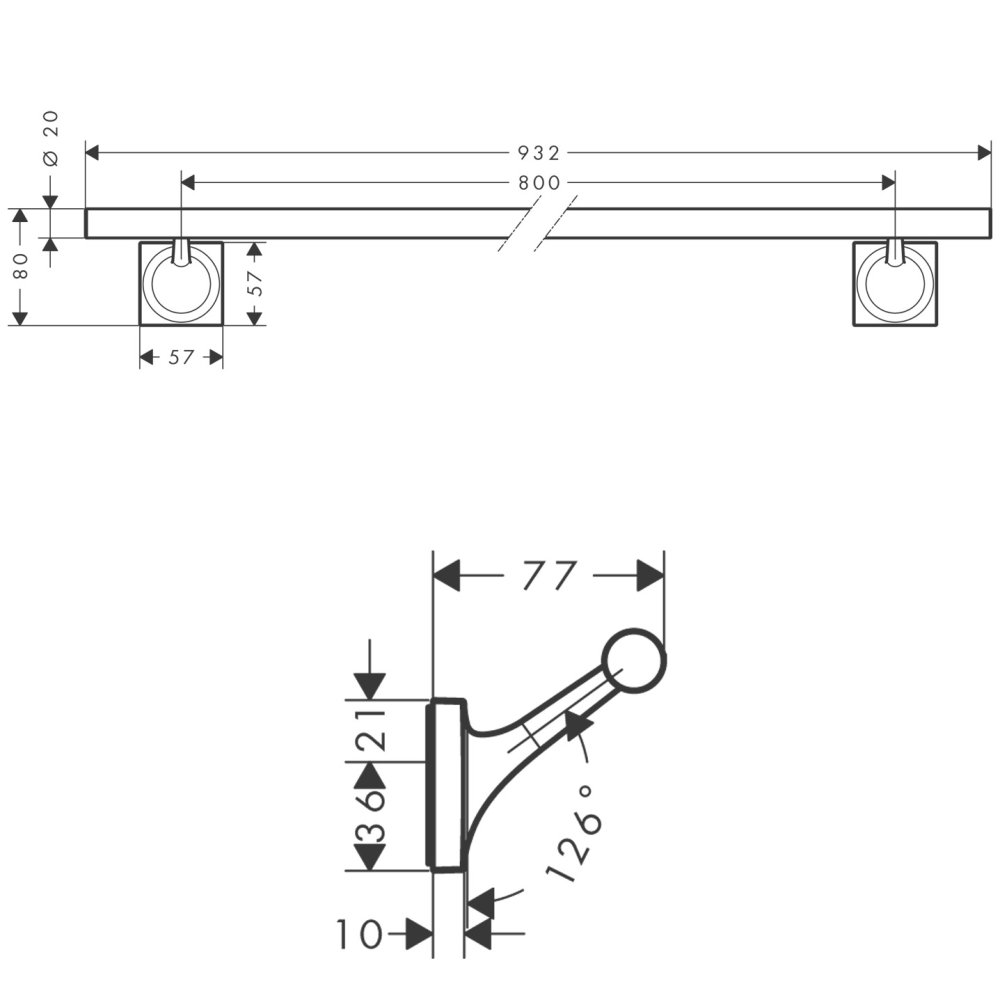 Полотенцедержатель Axor Starck Organic, 800 мм, 42708310, шлифованное красное золото