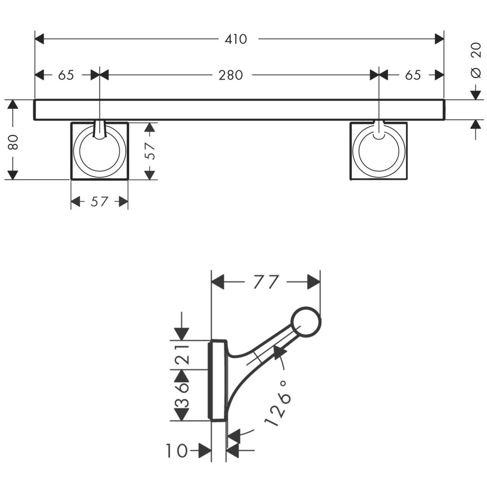 Поручень Axor Starck Organic, 410 мм, 42730250, шлифованное золото