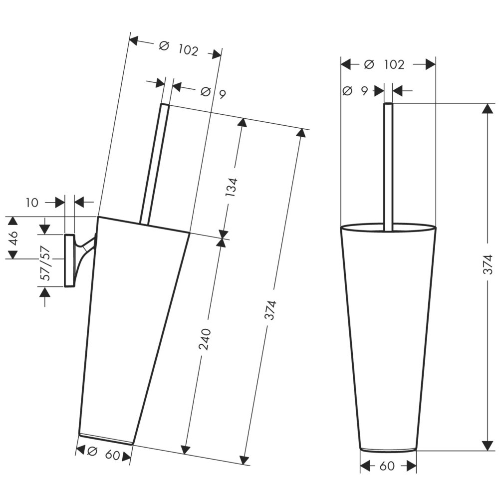 Набор для WC Axor Starck Organic, настенный, 42735950, шлифованная медь
