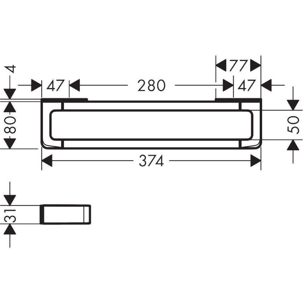Поручень и рейлинг Axor Universal SoftSquare, 300 мм, 42830340, шлифованный черный хром 