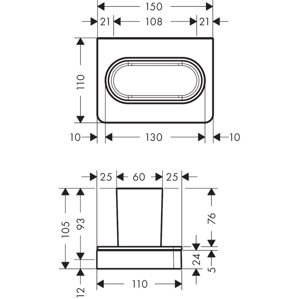 Стакан для зубных щеток Axor Universal SoftSquare, 42834830, полированный никель