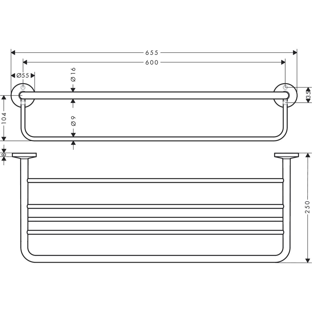Вешалка для полотенец Axor Universal SoftSquare, 42843300, полированное красное золото 