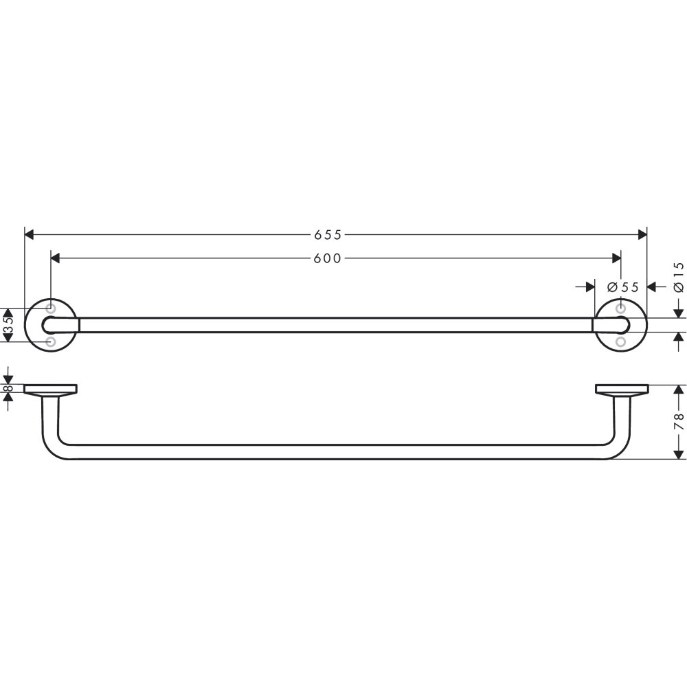 Полотенцедержатель и рейлинг Axor Universal Circular, 600 мм, 42860990, полированное золото