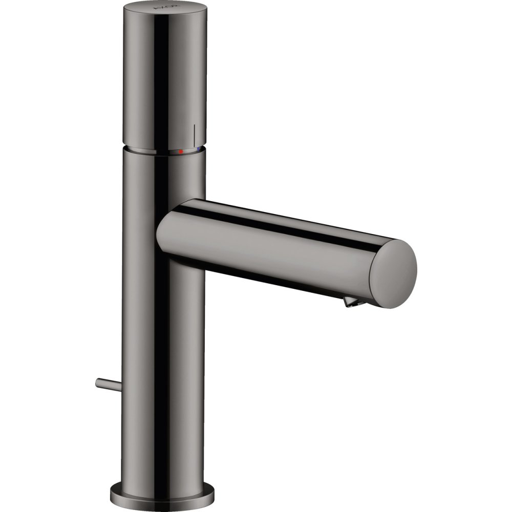 Смеситель для раковины Axor Uno, однорычажный, 110, с рукояткой Zero, со сливным гарнитуром, 45001330, полированный черный хром 