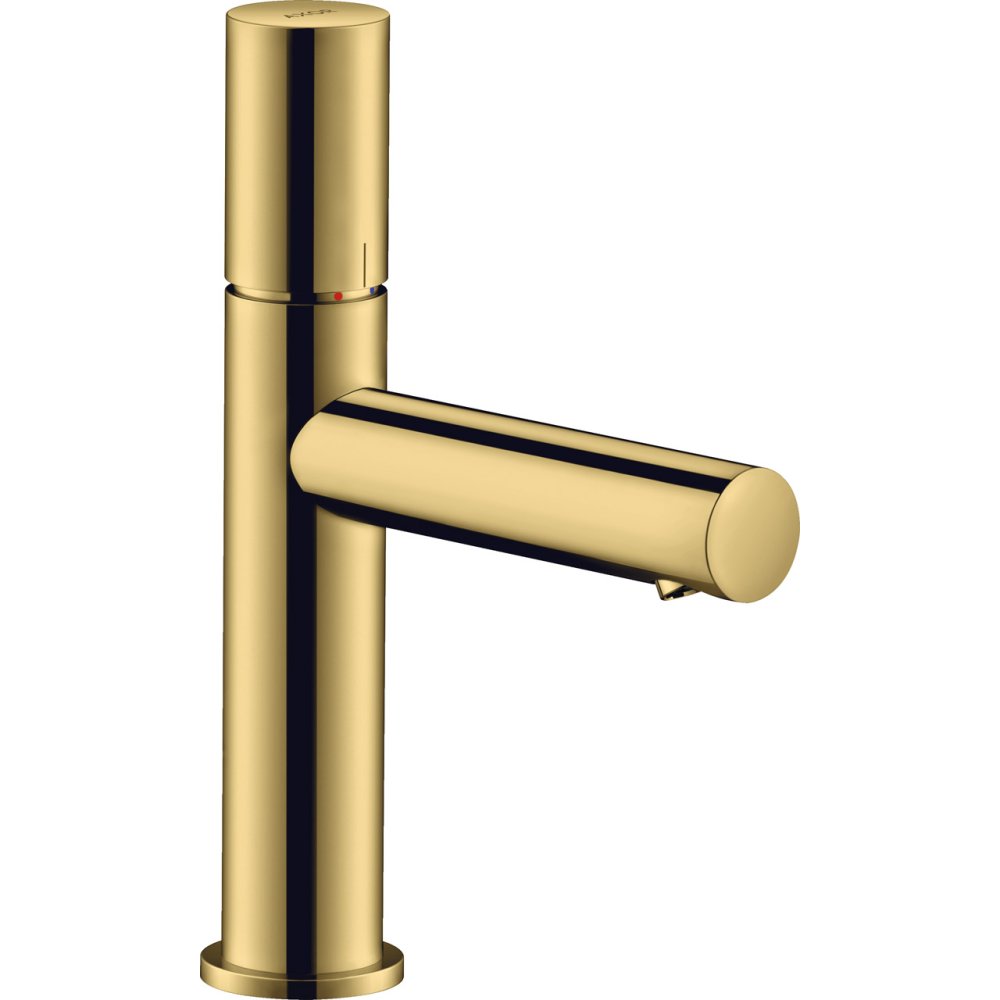 Смеситель для раковины Axor Uno, однорычажный, 110, с рукояткой Zero, с не запираемым сливным набором, 45002990, полированное золото