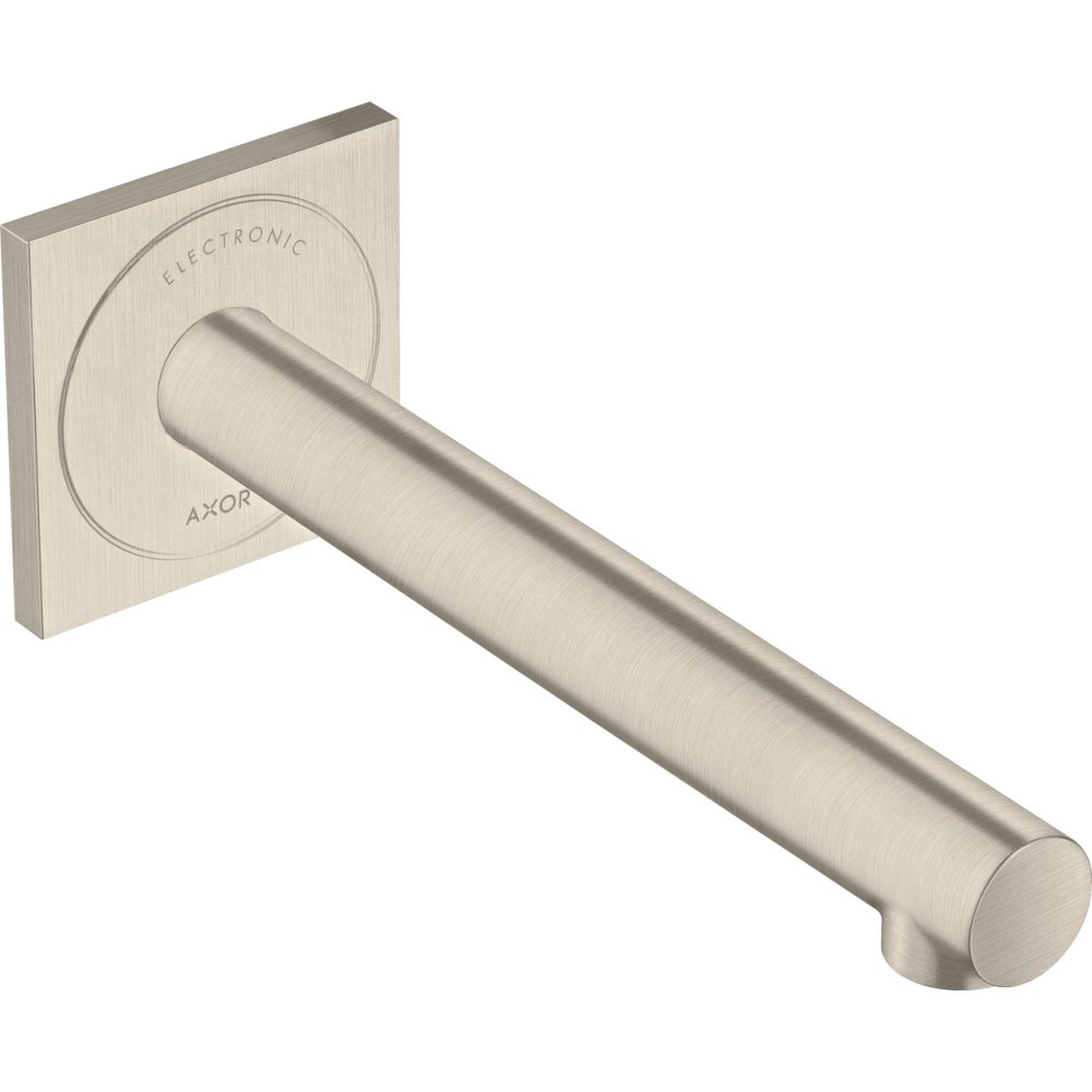 Электронный смеситель для раковины Axor Uno, настенный, излив 221 мм, 45111820, шлифованный никель