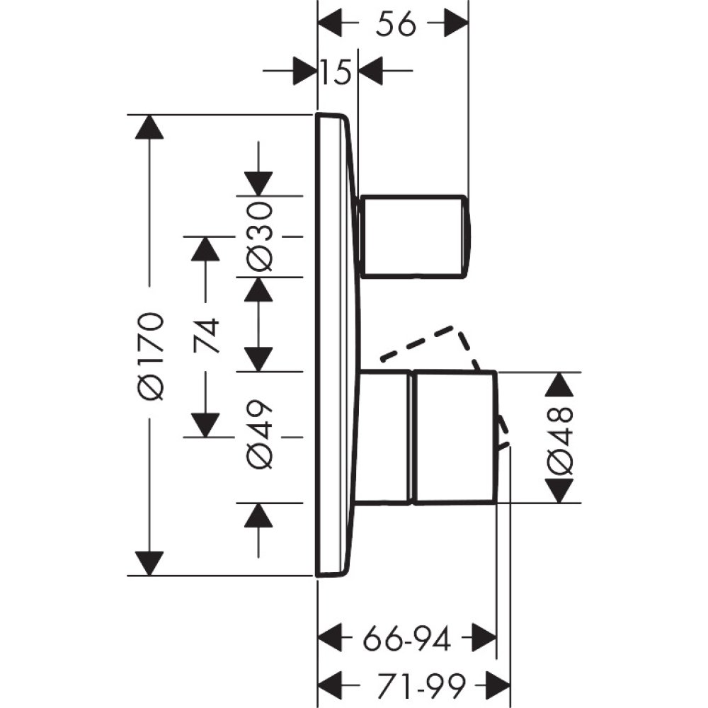 Смеситель для ванны Axor Uno, однорычажный, с рукояткой Zero, скрытого монтажа, со встроенной защитной комбинацией EN1717, 45407950, шлифованная медь
