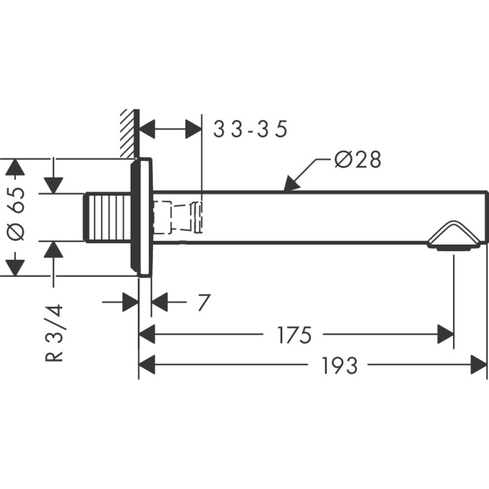 Излив на ванну Axor Uno, прямой, 45410250, шлифованное золото