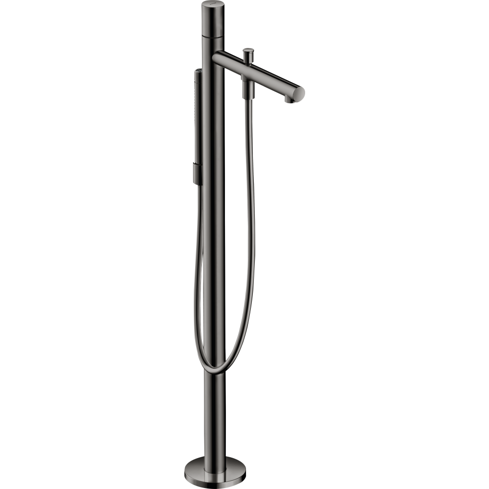 Смеситель для ванны Axor Uno, однорычажный, напольный, с рукояткой Zero, 45416330, полированный черный хром 