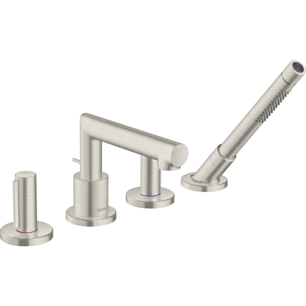 Смеситель на край ванны Axor Uno, с рукоятками Zero, на 4 отверстия, 45444800, сталь