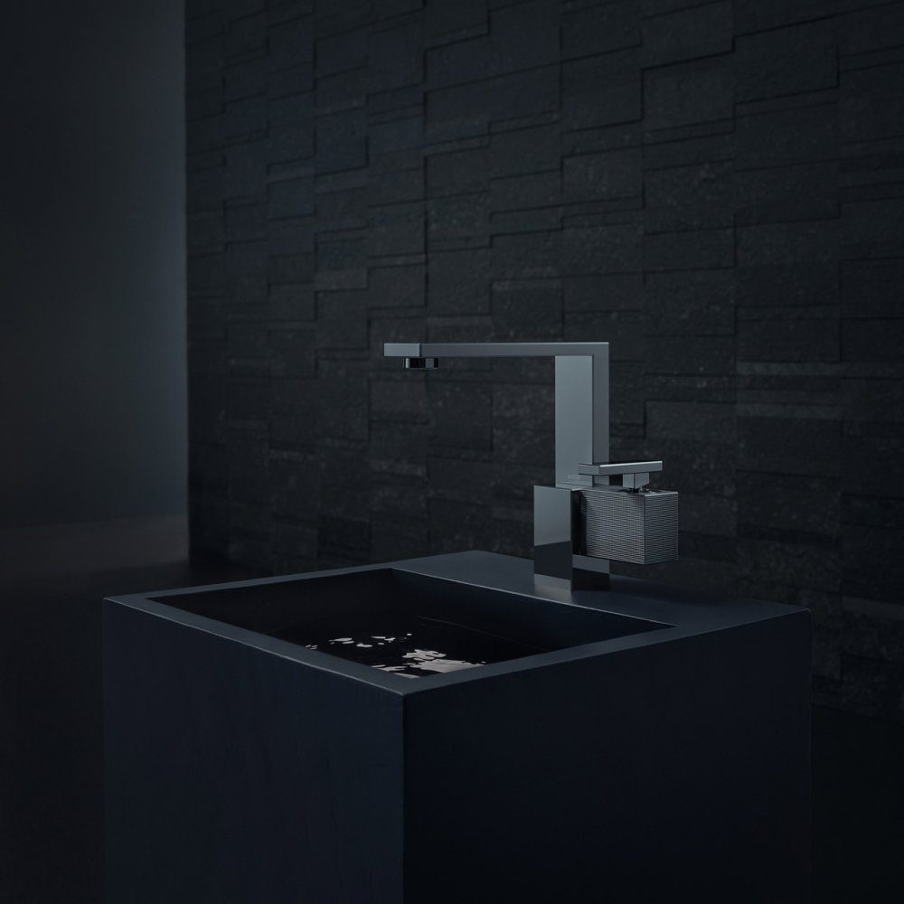 Смеситель для раковины AXOR Edge 190 со сливным клапаном Push-Open с алмазной огранкой  46021000