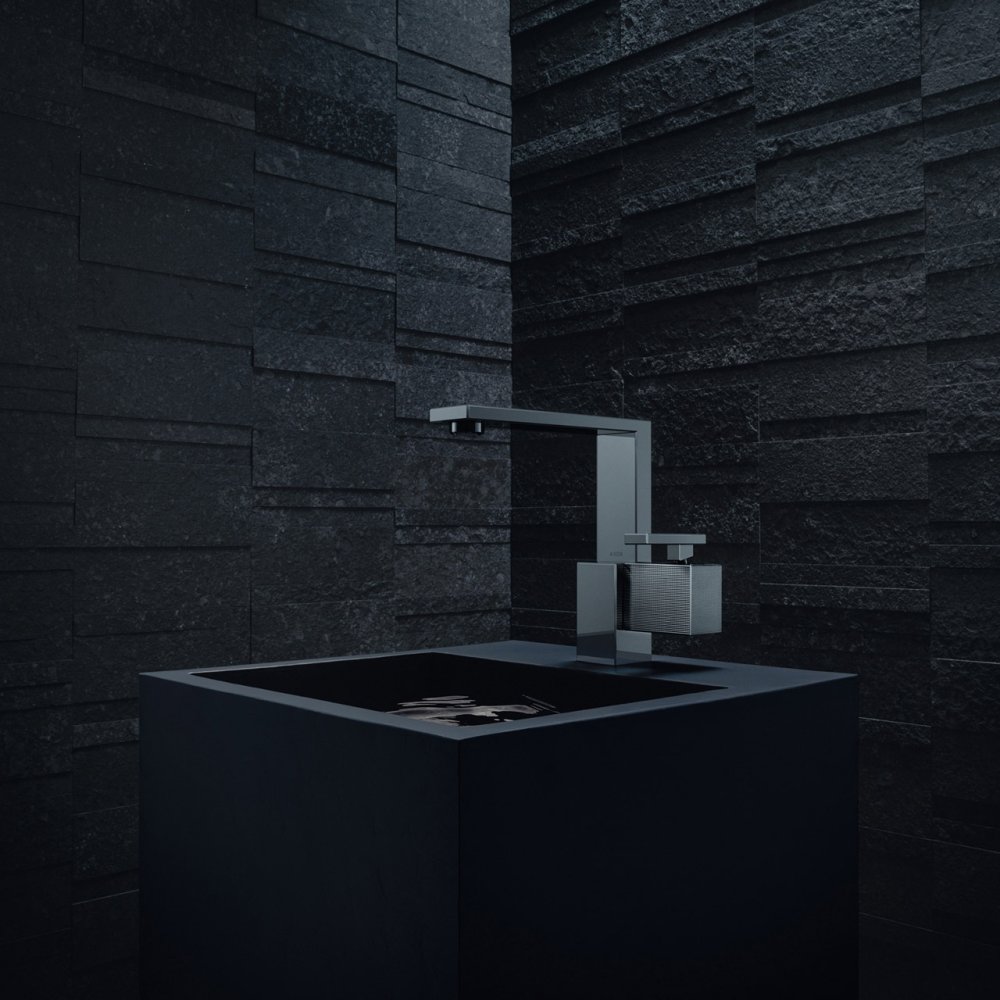 Смеситель для раковины AXOR Edge 190 со сливным клапаном Push-Open с алмазной огранкой  46021000