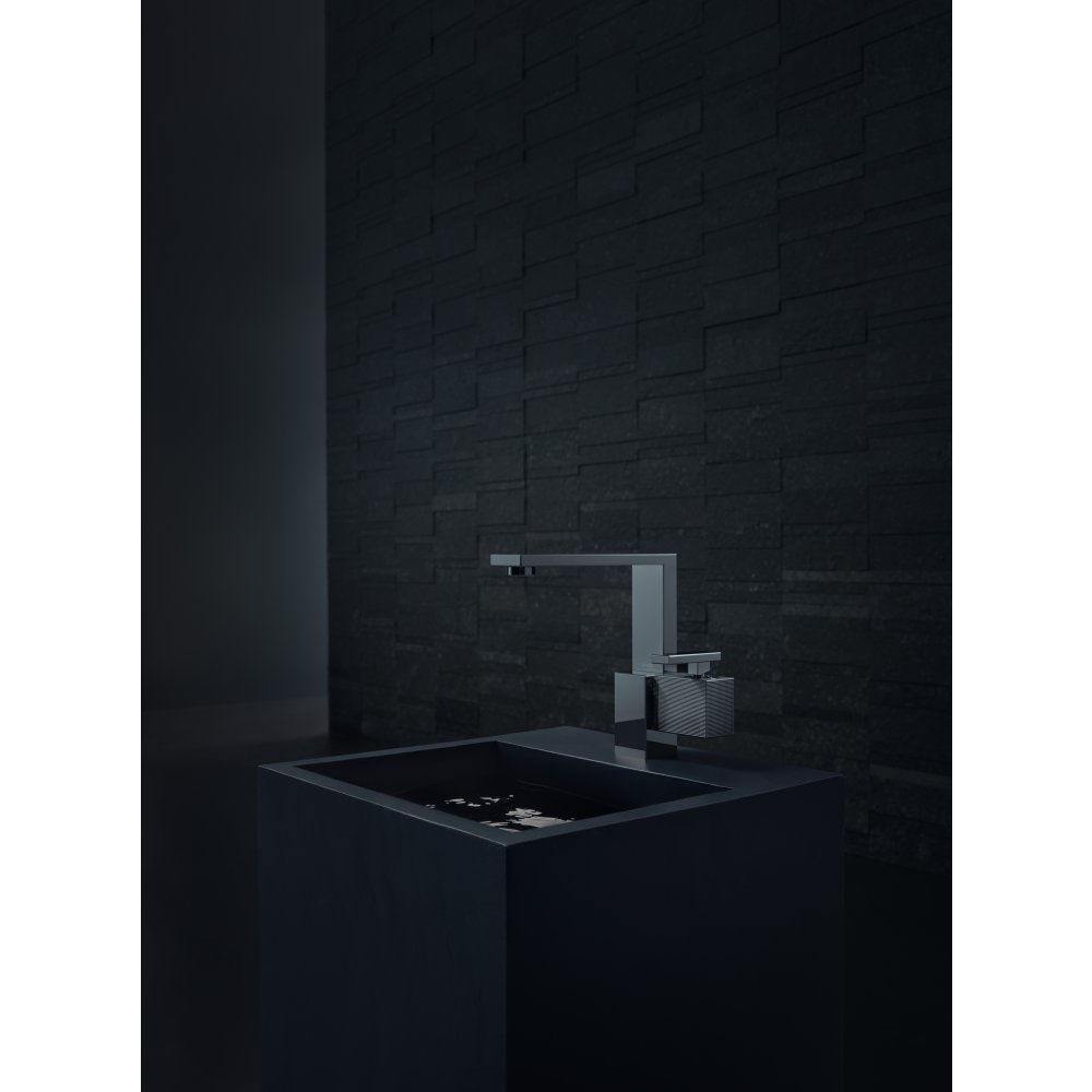 Смеситель для раковины Axor Edge, 190, однорычажный, со сливным клапаном Push-Open, с алмазной огранкой, 46021130, полированная бронза