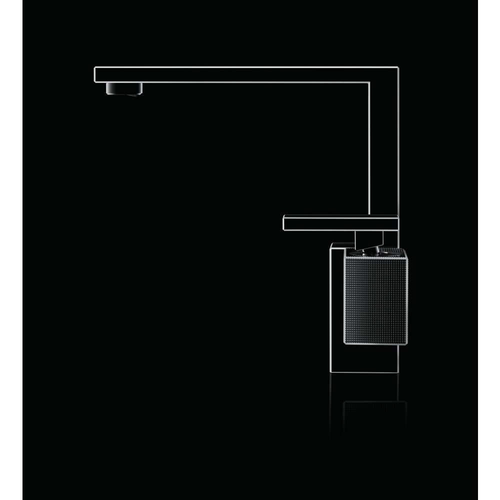 Смеситель для раковины Axor Edge, 190, однорычажный, со сливным клапаном Push-Open, с алмазной огранкой, 46021130, полированная бронза