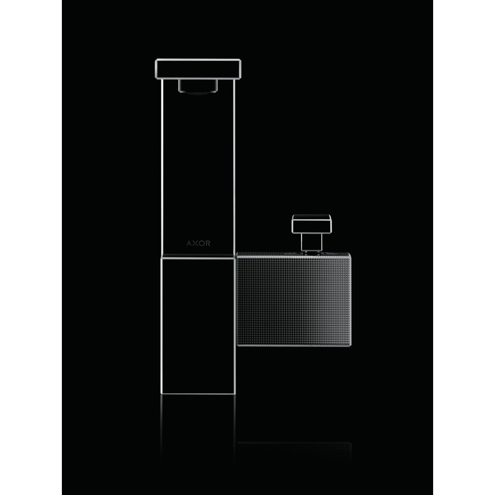 Смеситель для раковины Axor Edge, 190, однорычажный, со сливным клапаном Push-Open, с алмазной огранкой, 46021130, полированная бронза