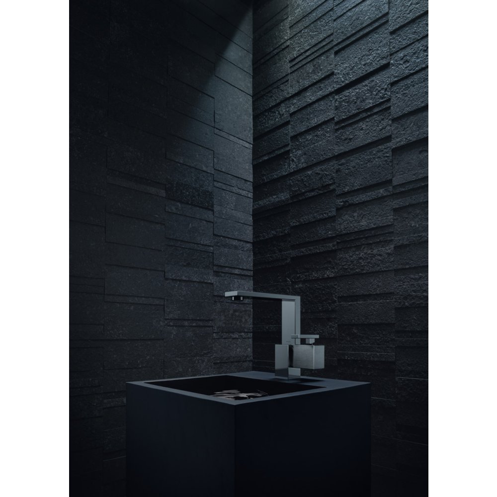 Смеситель для раковины Axor Edge, 190, однорычажный, со сливным клапаном Push-Open, с алмазной огранкой, 46021830, полированный никель