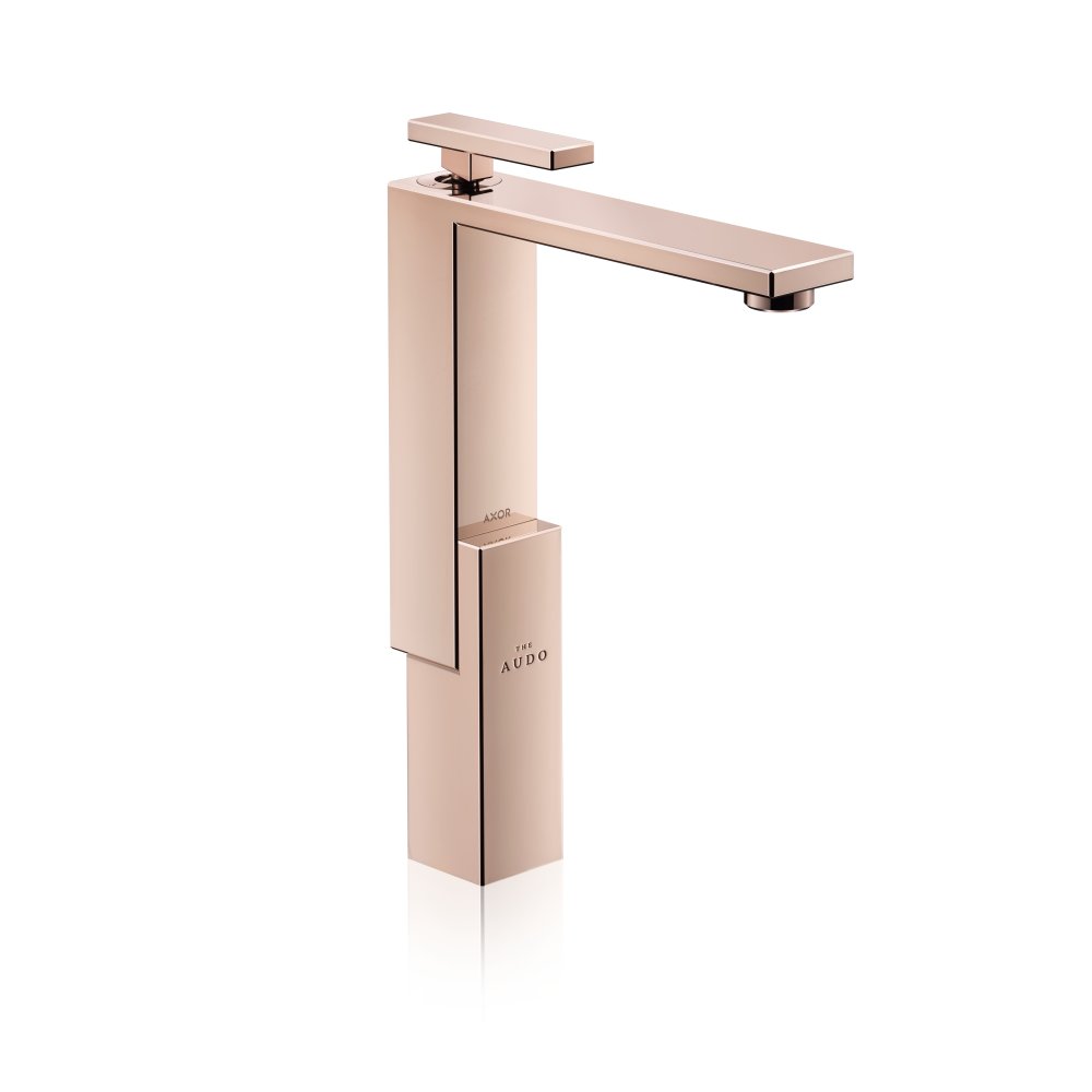 Смеситель для раковины Axor Edge, 280, однорычажный, со сливным клапаном Push-Open, 46030300, полированное красное золото 