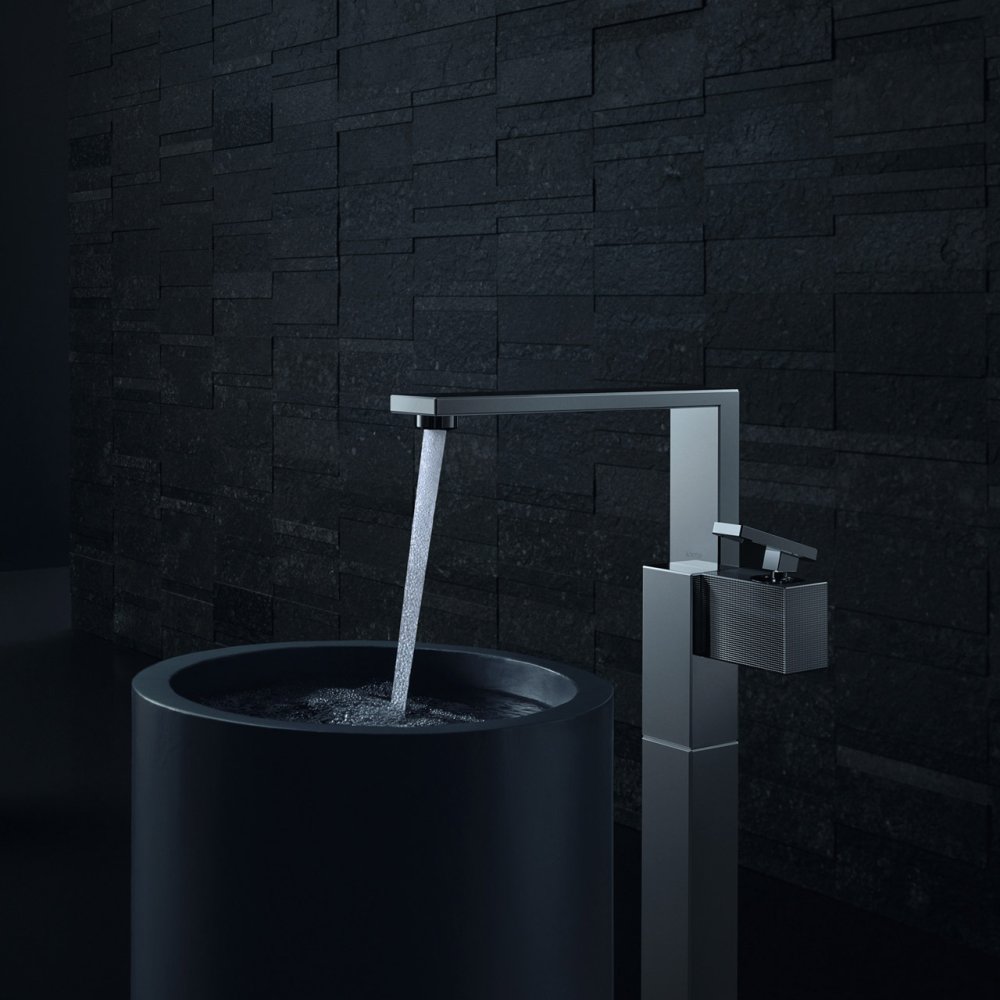 Смеситель для раковины AXOR Edge напольный со сливным клапаном Push-Open с алмазной огранкой  46041000