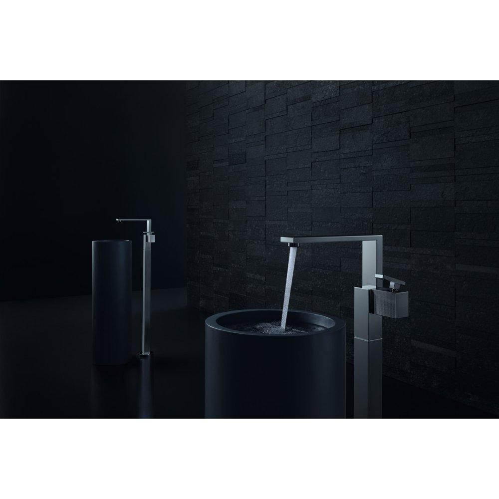 Смеситель для раковины Axor Edge, однорычажный, напольный, со сливным клапаном Push-Open, с алмазной огранкой, 46041300, полированное красное золото 