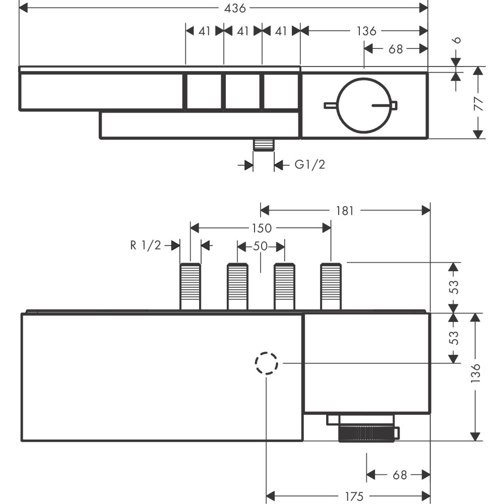 Термостат Axor Edge, для 3 потребителей, комбинированного монтажа, с алмазной огранкой, 46141300, полированное красное золото 