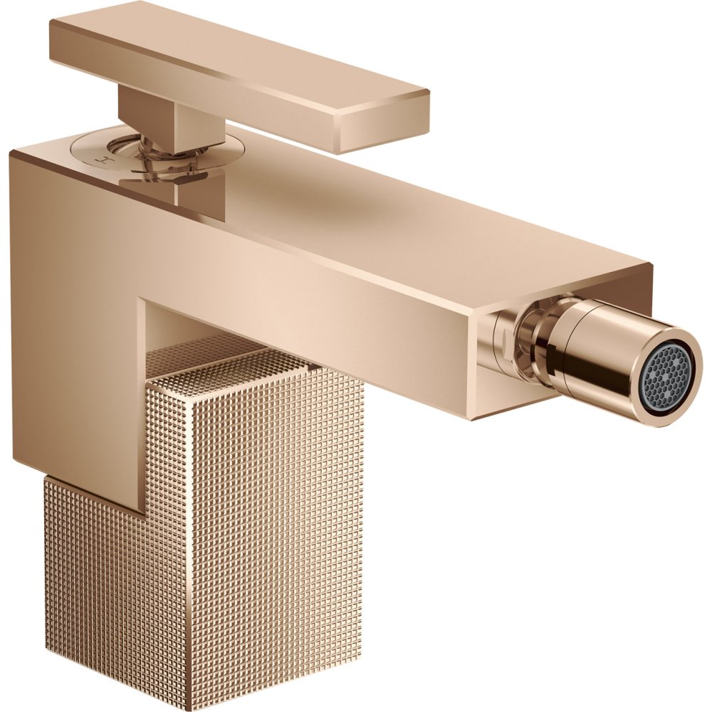 Смеситель для биде Axor Edge, однорычажный, со сливным клапаном Push-Open, с алмазной огранкой, 46211300, полированное красное золото 
