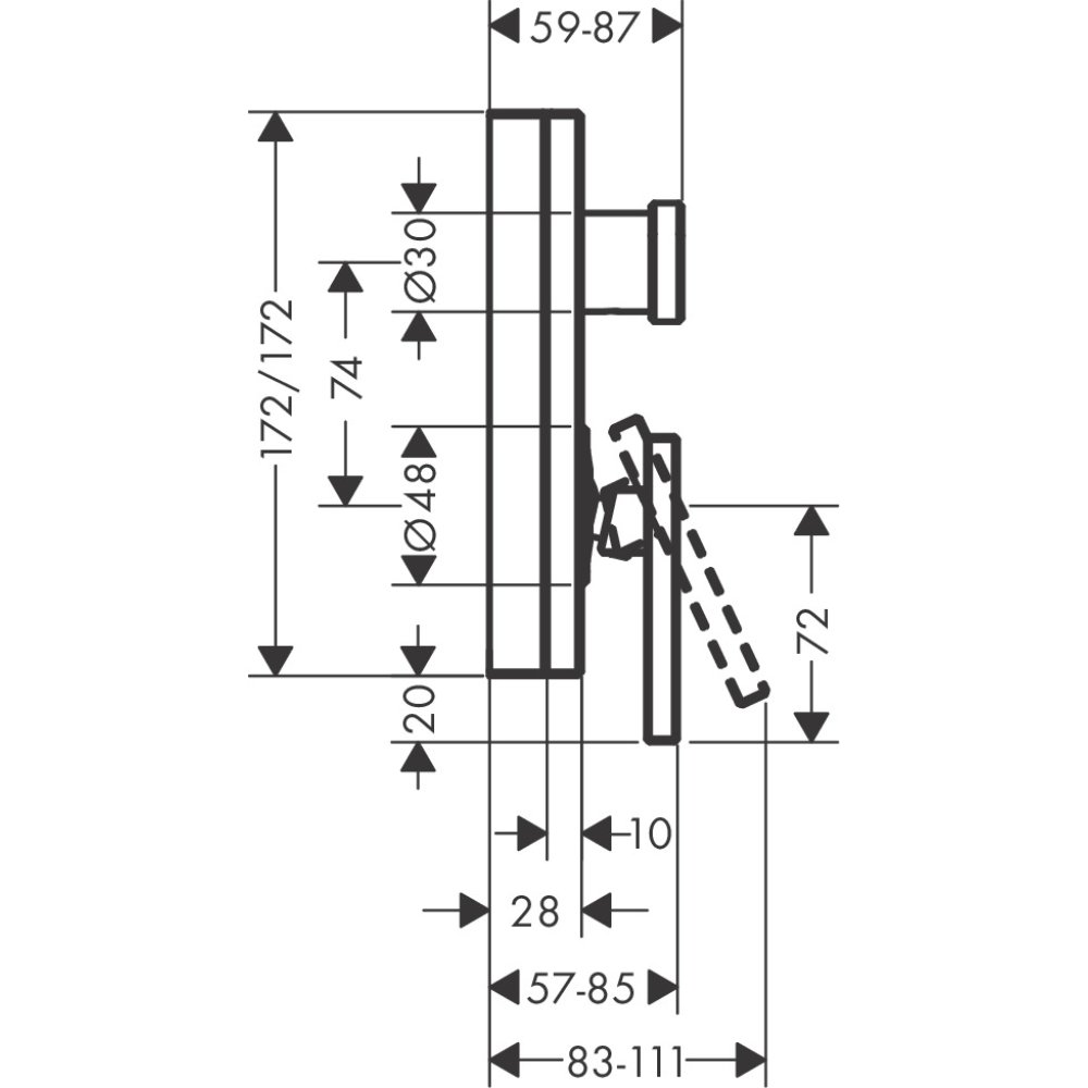 Смеситель для ванны Axor Edge, однорычажный, скрытого монтажа, со встроенной защитной комбинацией EN1717, 46420300, полированное красное золото 