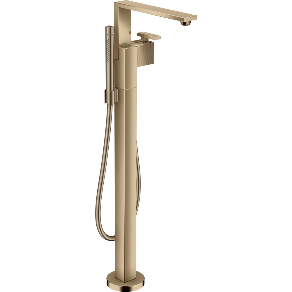 Смеситель для ванны Axor Edge, однорычажный, напольный, с алмазной огранкой, 46441130, полированная бронза