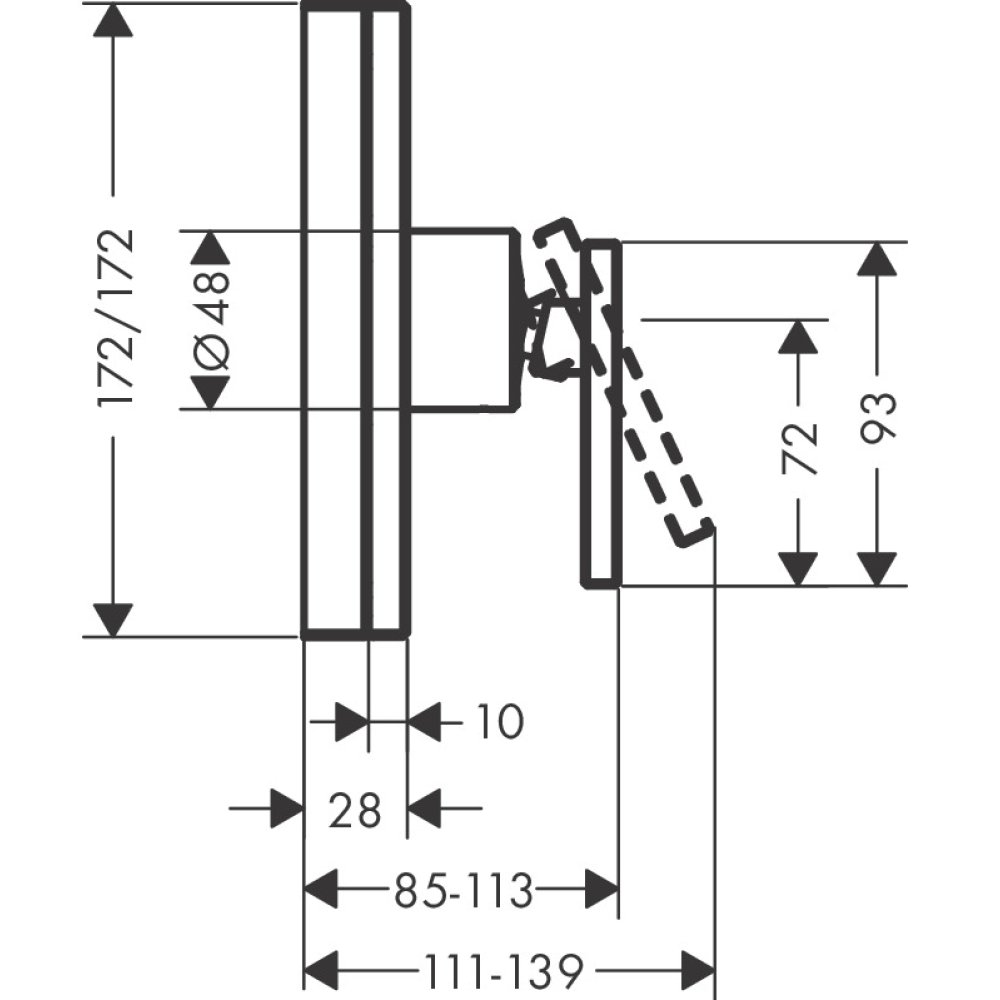 Смеситель для душа Axor Edge, однорычажный, скрытого монтажа, 46650130, полированная бронза