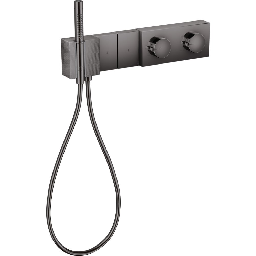 Термостат Select Axor Edge, 470/100, для 2 потребителей, скрытого монтажа, с алмазной огранкой, 46701330, полированный черный хром 