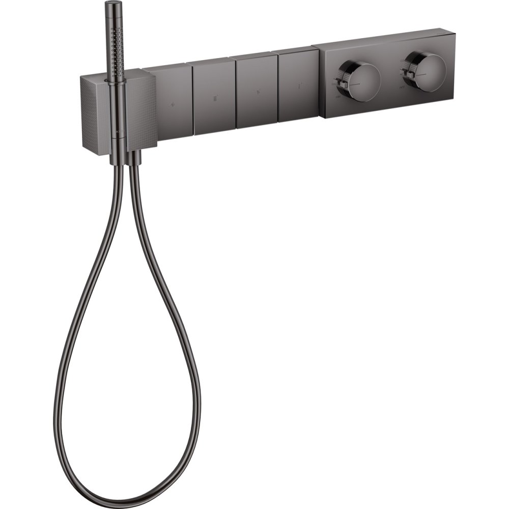 Термостат Select Axor Edge, 610/100, для 4 потребителей, скрытого монтажа, с алмазной огранкой, 46721330, полированный черный хром 