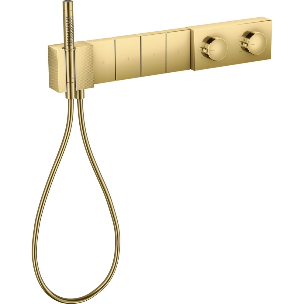 Термостат Select Axor Edge, 610/100, для 4 потребителей, скрытого монтажа, с алмазной огранкой, 46721990, полированное золото