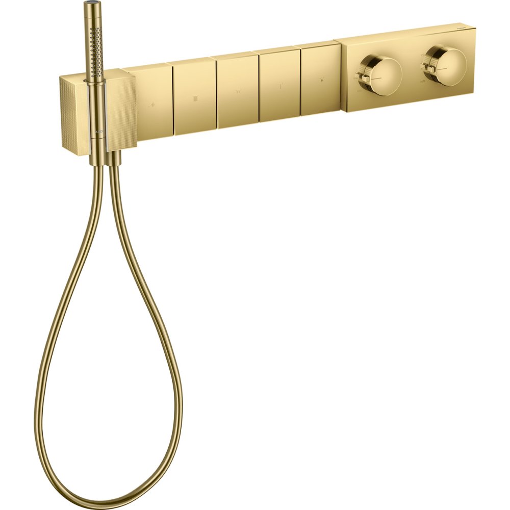 Термостат Select Axor Edge, 680/100, для 5 потребителей, скрытого монтажа, с алмазной огранкой, 46731990, полированное золото