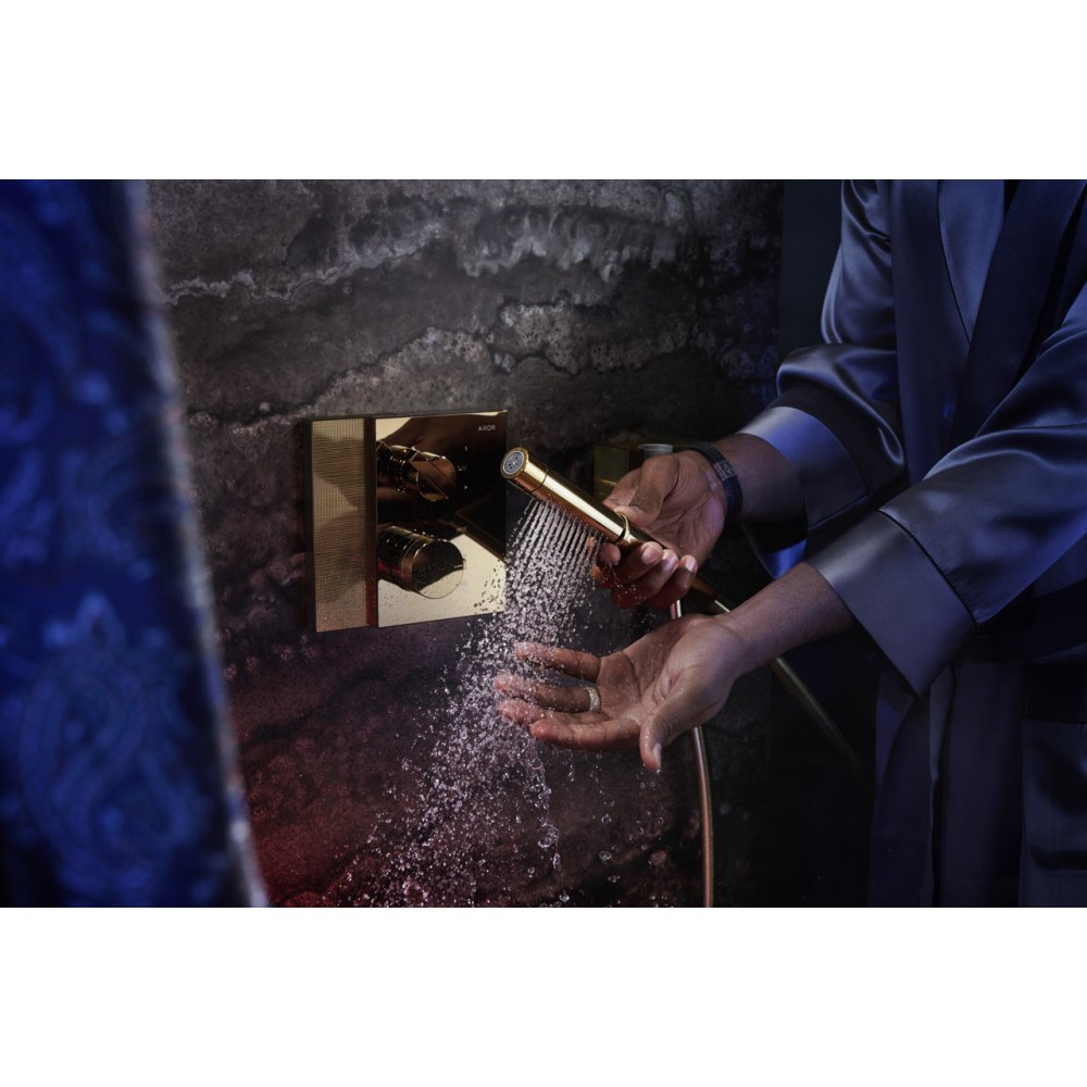 Термостат Axor Edge, с запорным/переключающим вентилем, с алмазной огранкой, 46761300, полированное красное золото 