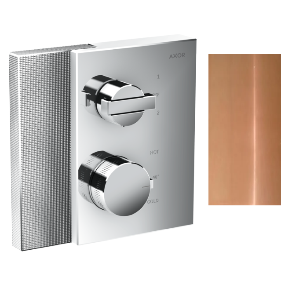 Термостат Axor Edge, с запорным/переключающим вентилем, с алмазной огранкой, 46761930, полированная медь