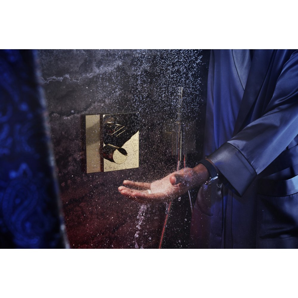 Термостат Axor Edge, с запорным/переключающим вентилем, с алмазной огранкой, 46761990, полированное золото