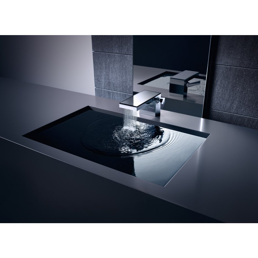 Смеситель для раковины Axor MyEdition, 70, без панели, однорычажный, со сливным клапаном Push-Open, 47012340, шлифованный черный хром 