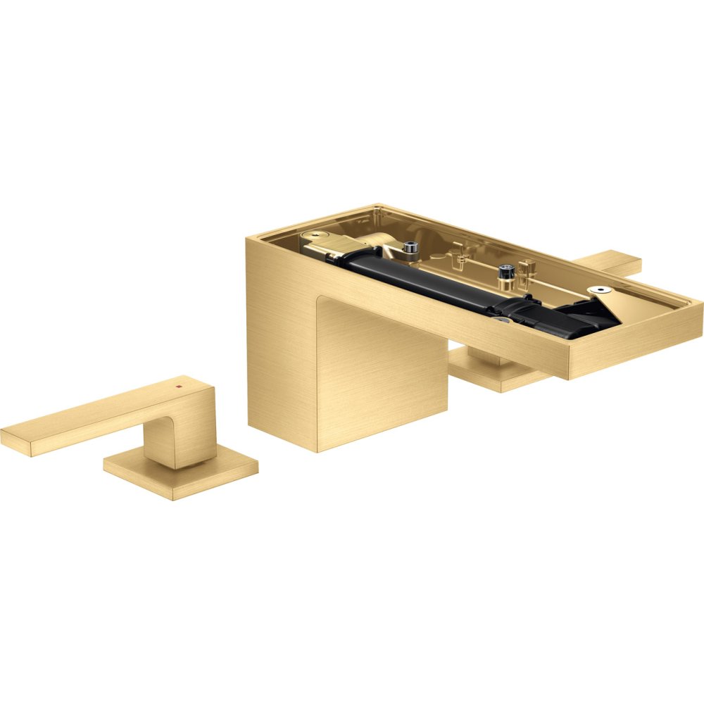 Смеситель Axor MyEdition, 70, без панели, на 3 отверстия, со сливным клапаном Push-Open, с алмазной огранкой, 47052250, шлифованное золото