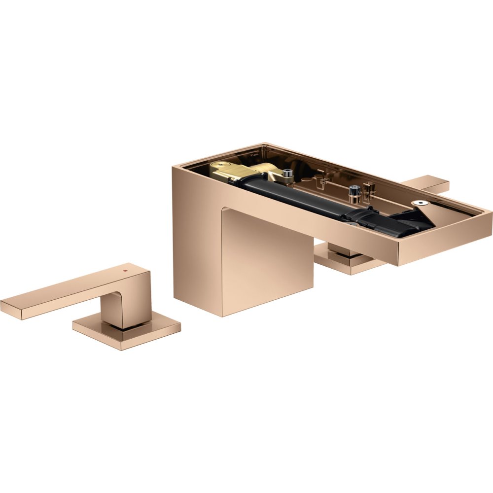Смеситель Axor MyEdition, 70, без панели, на 3 отверстия, со сливным клапаном Push-Open, с алмазной огранкой, 47052300, полированное красное золото 