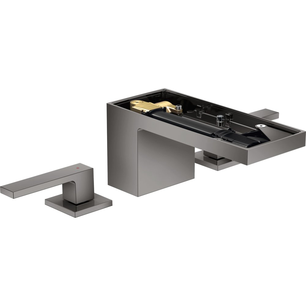 Смеситель Axor MyEdition, 70, без панели, на 3 отверстия, со сливным клапаном Push-Open, с алмазной огранкой, 47052330, полированный черный хром 