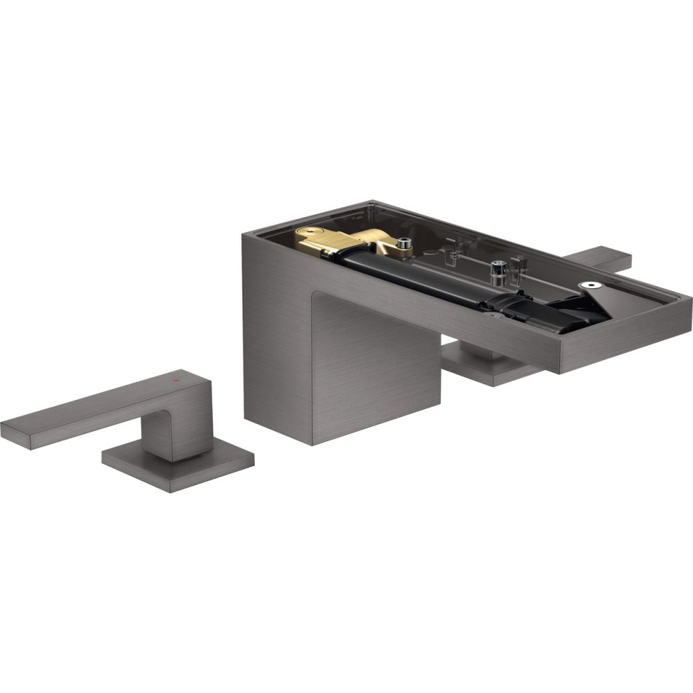 Смеситель Axor MyEdition, 70, без панели, на 3 отверстия, со сливным клапаном Push-Open, с алмазной огранкой, 47052340, шлифованный черный хром 