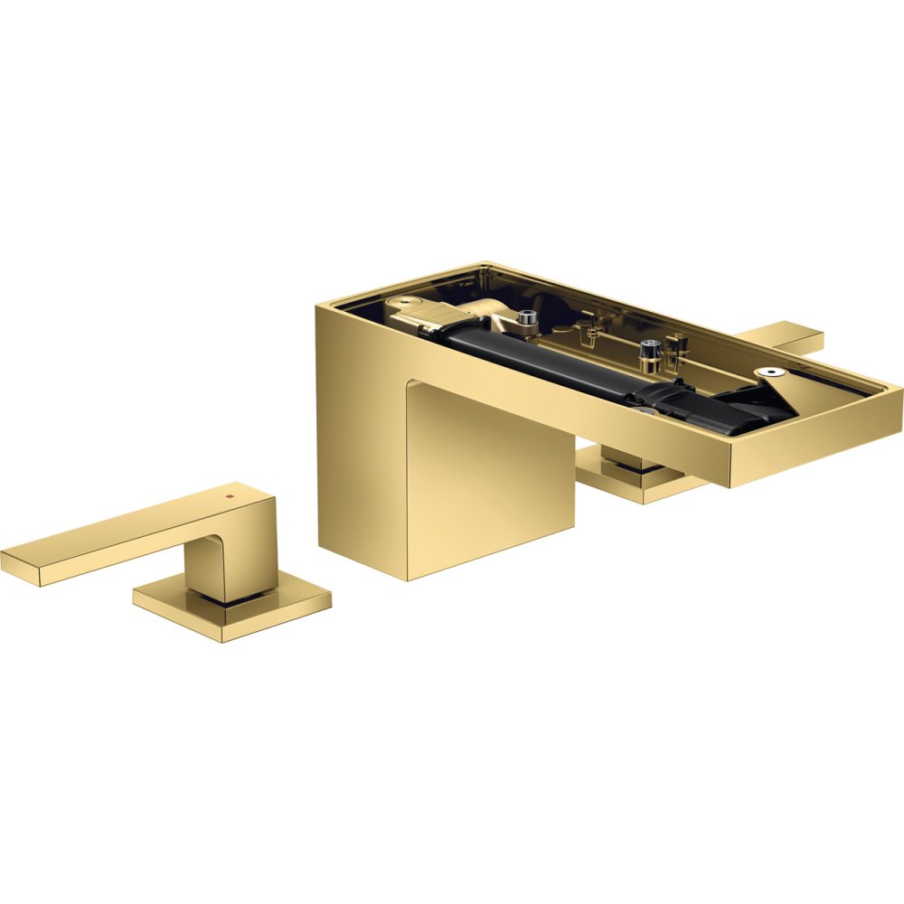 Смеситель Axor MyEdition, 70, без панели, на 3 отверстия, со сливным клапаном Push-Open, с алмазной огранкой, 47052990, полированное золото