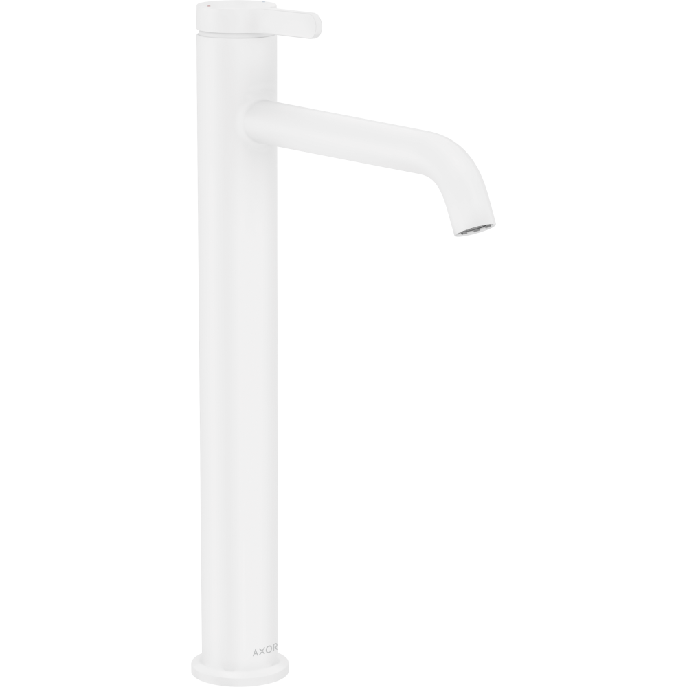 Смеситель для раковины Axor One, однорычажный, 260 с рычаговой рукояткой, со сливным гарнитуром, 48002700, матовый белый