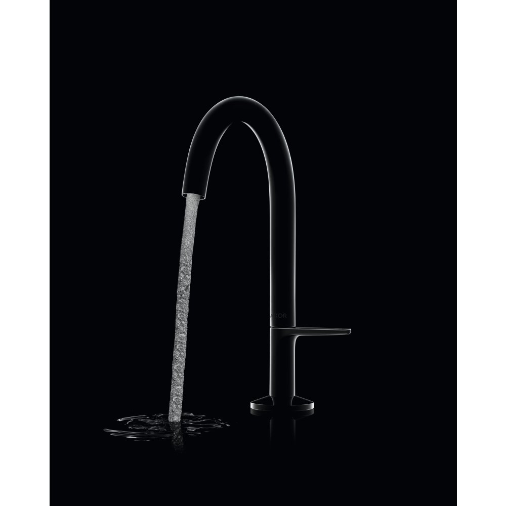 Смеситель для раковины Axor One Select, 170, со сливным клапаном Push-Open, 48020330, полированный черный хром 