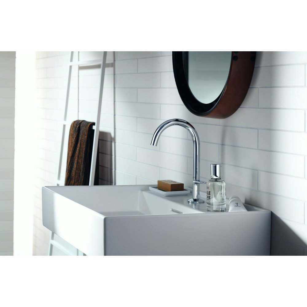 Смеситель для раковины Axor One Select, 170, со сливным клапаном Push-Open, 48020340, шлифованный черный хром 