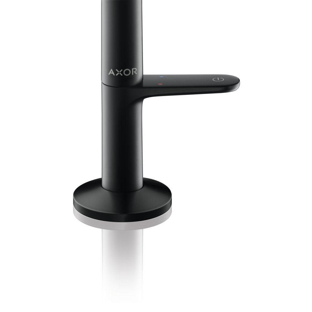 Смеситель для раковины Axor One Select, 170, со сливным клапаном Push-Open, 48020340, шлифованный черный хром 